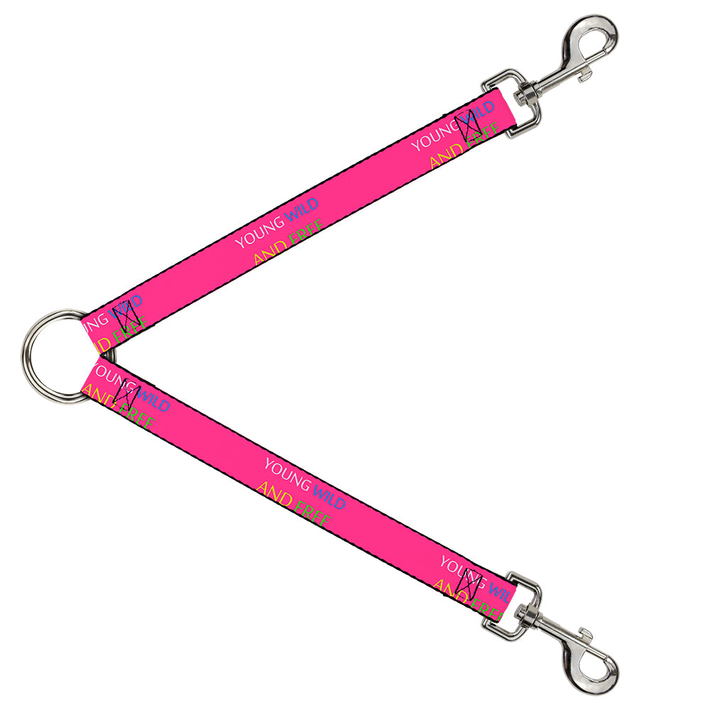 Dog Leash Splitter - YOUNG WILD AND FREE Pink/White/Blue/Yellow/Green Dog Leash Splitters Buckle-Down   