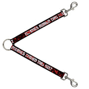 Dog Leash Splitter - ZOMBIES RUINED THIS BELT Black/White/Red Splatter Dog Leash Splitters Buckle-Down   