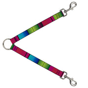 Dog Leash Splitter - Zarape7 Vertical Pinks/Blues/Greens/Black Dog Leash Splitters Buckle-Down   