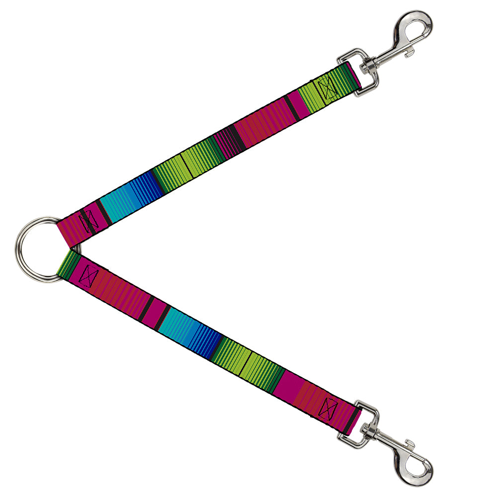 Dog Leash Splitter - Zarape7 Vertical Pinks/Blues/Greens/Black Dog Leash Splitters Buckle-Down   