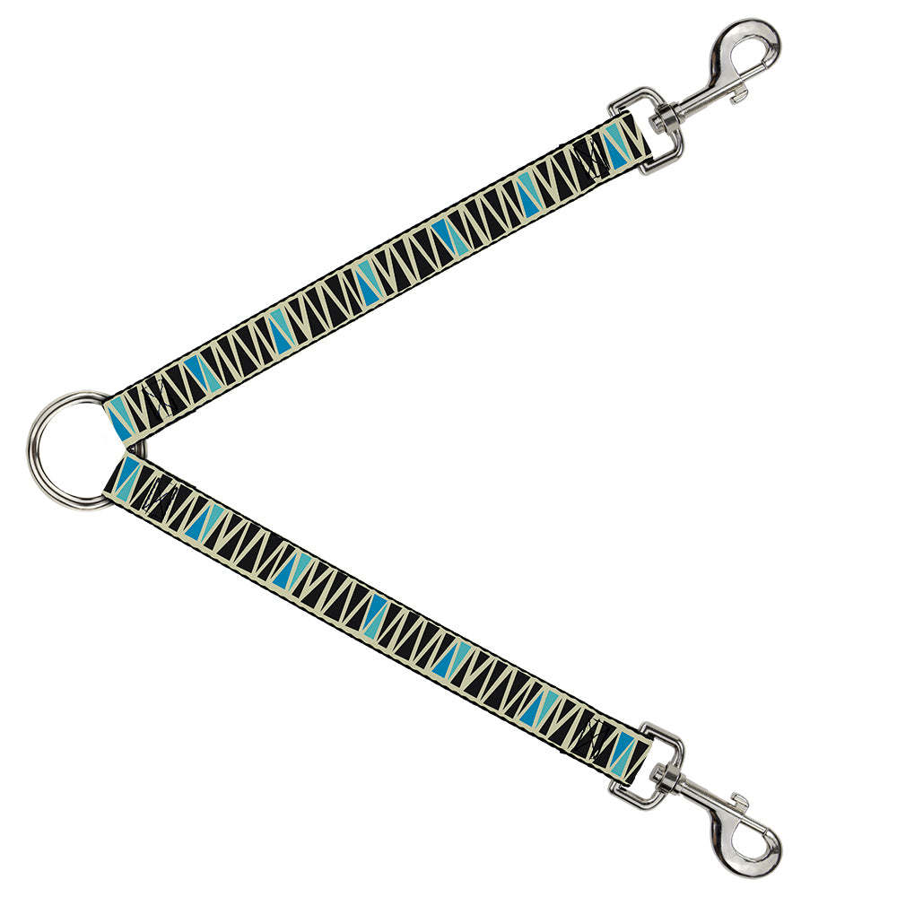 Dog Leash Splitter - Zig Zag Doodle Cream/Black/Blues Dog Leash Splitters Buckle-Down   