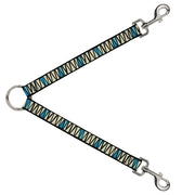 Dog Leash Splitter - Zig Zag Doodle Black/Cream/Blues Dog Leash Splitters Buckle-Down   