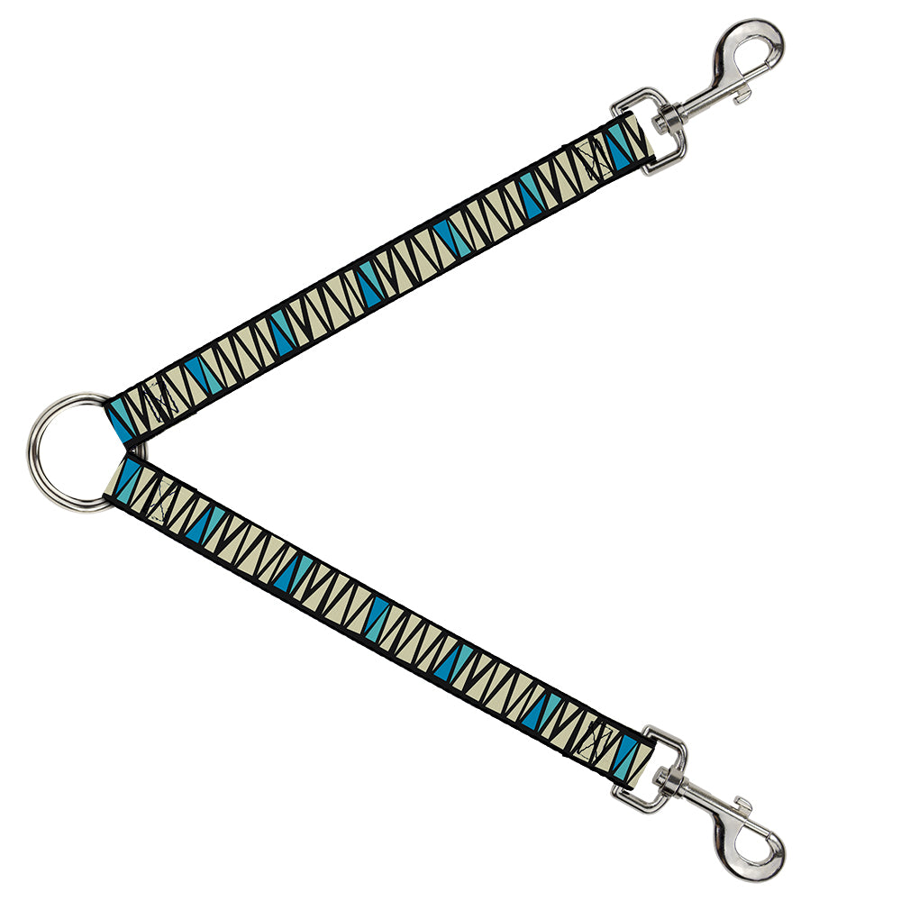Dog Leash Splitter - Zig Zag Doodle Black/Cream/Blues Dog Leash Splitters Buckle-Down   