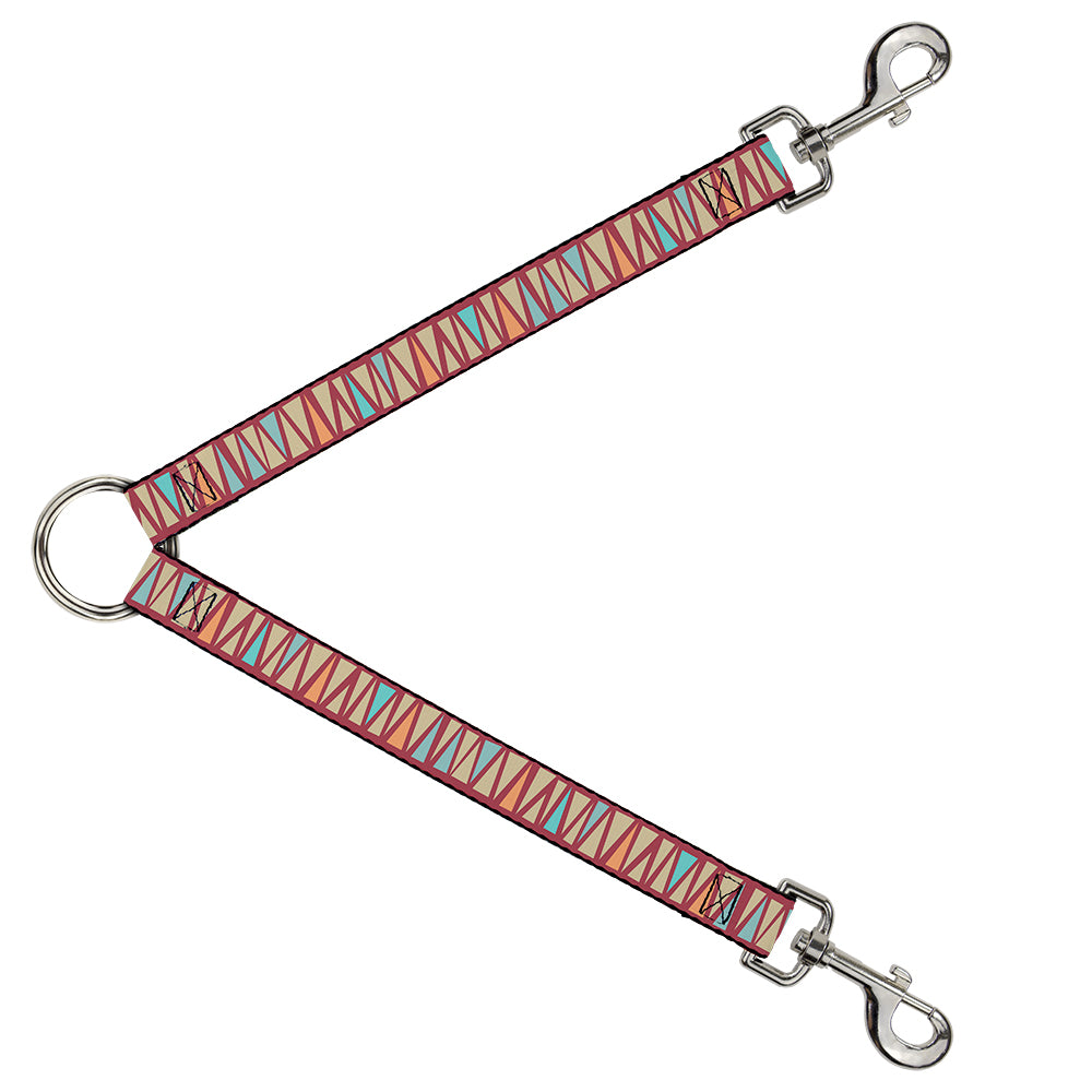 Dog Leash Splitter - Zig Zag Doodle Red/Tan/Blues/Orange Dog Leash Splitters Buckle-Down   