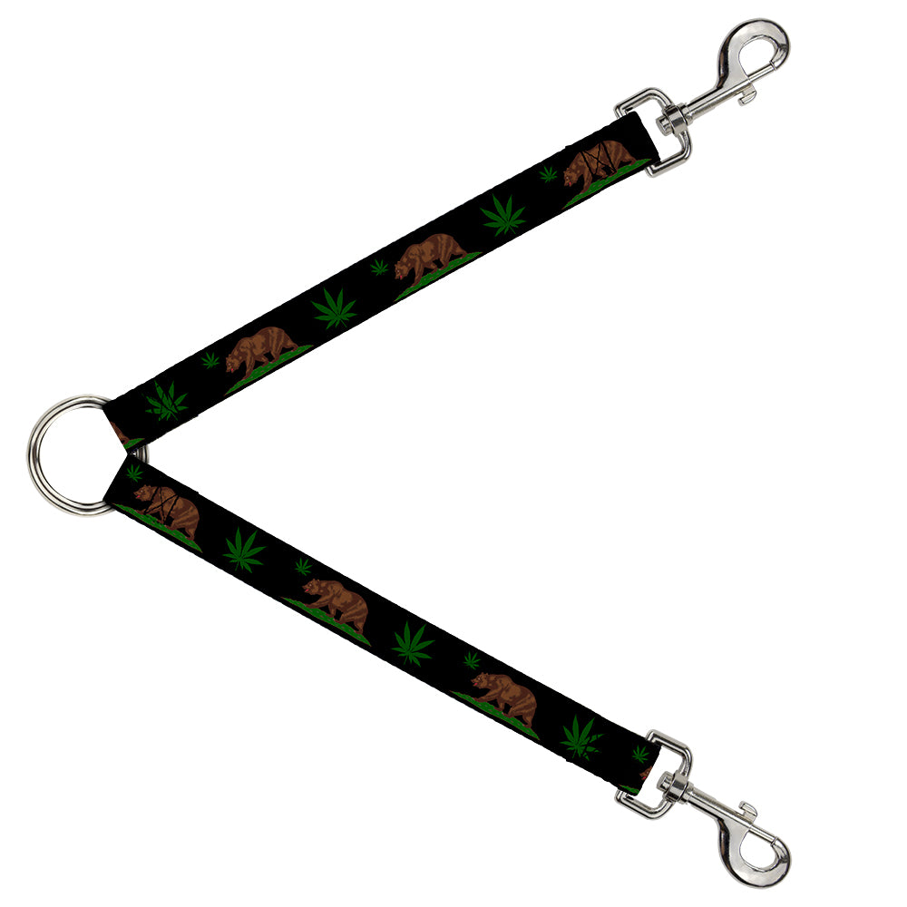 Dog Leash Splitter - Cali Bear/Pot Leaf Black/Gray/Green Dog Leash Splitters Buckle-Down   