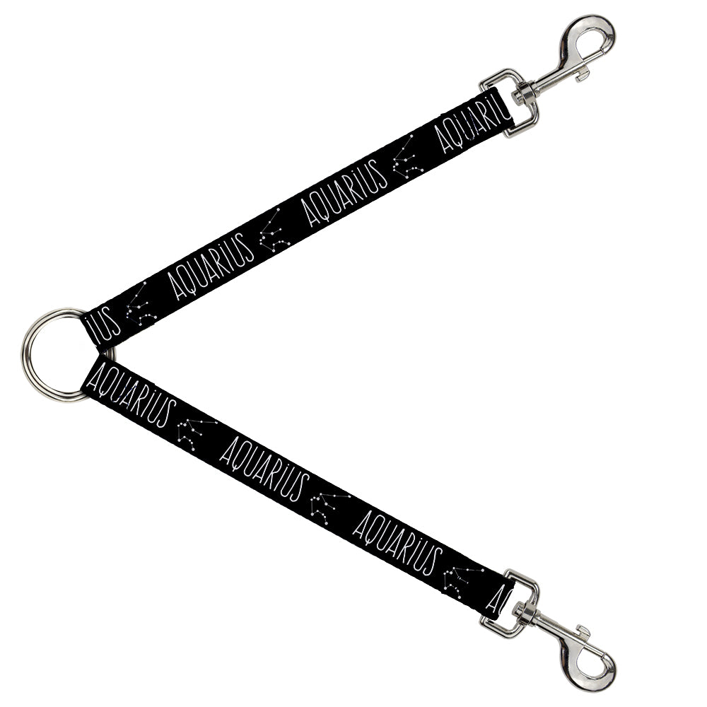 Dog Leash Splitter - Zodiac AQUARIUS/Constellation Black/White Dog Leash Splitters Buckle-Down   