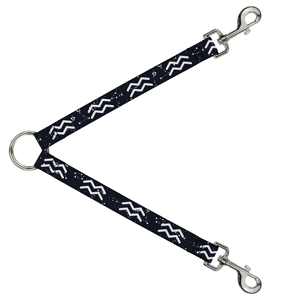 Dog Leash Splitter - Zodiac Aquarius Symbol/Constellations Black/White Dog Leash Splitters Buckle-Down   