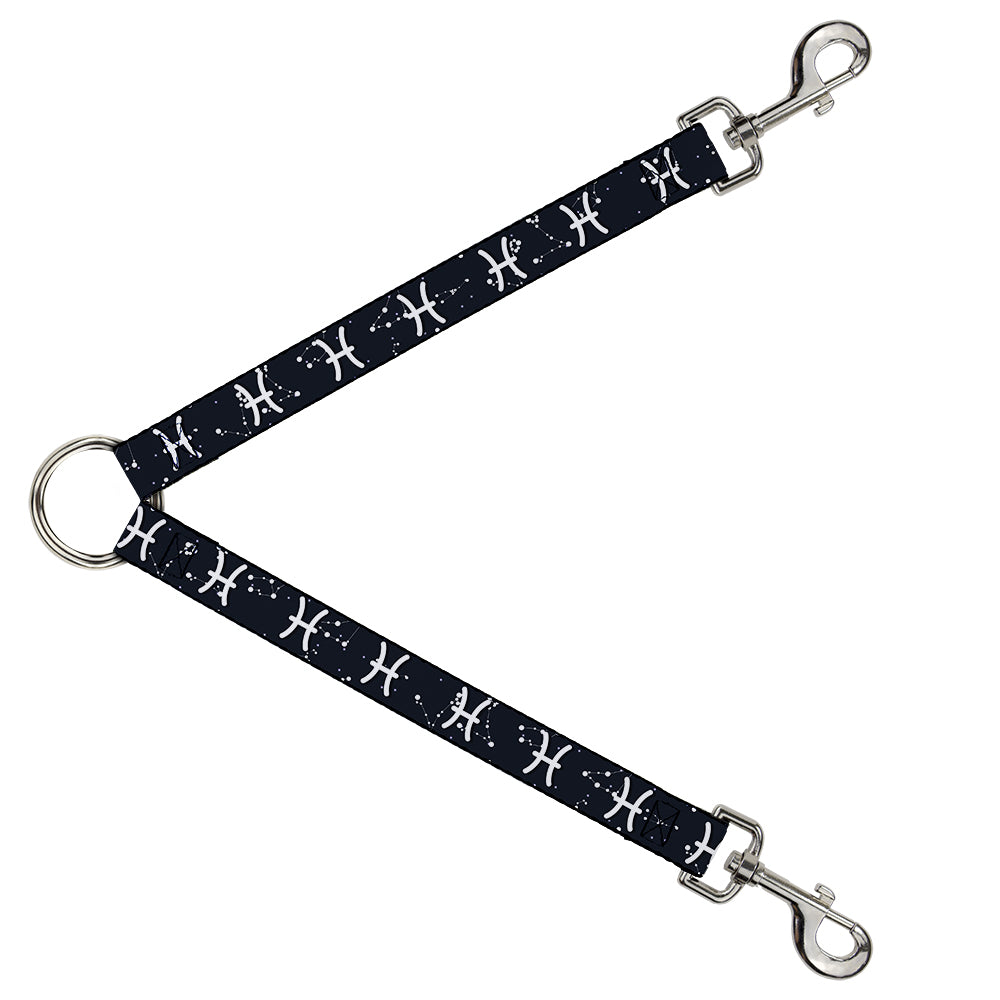 Dog Leash Splitter - Zodiac Pisces Symbol/Constellations Black/White Dog Leash Splitters Buckle-Down   