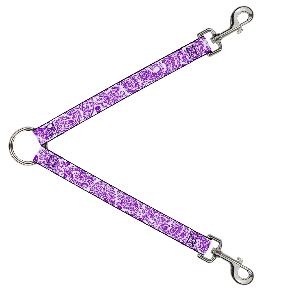 Dog Leash Splitter - Bandana/Skulls White/Purple Dog Leash Splitters Buckle-Down   