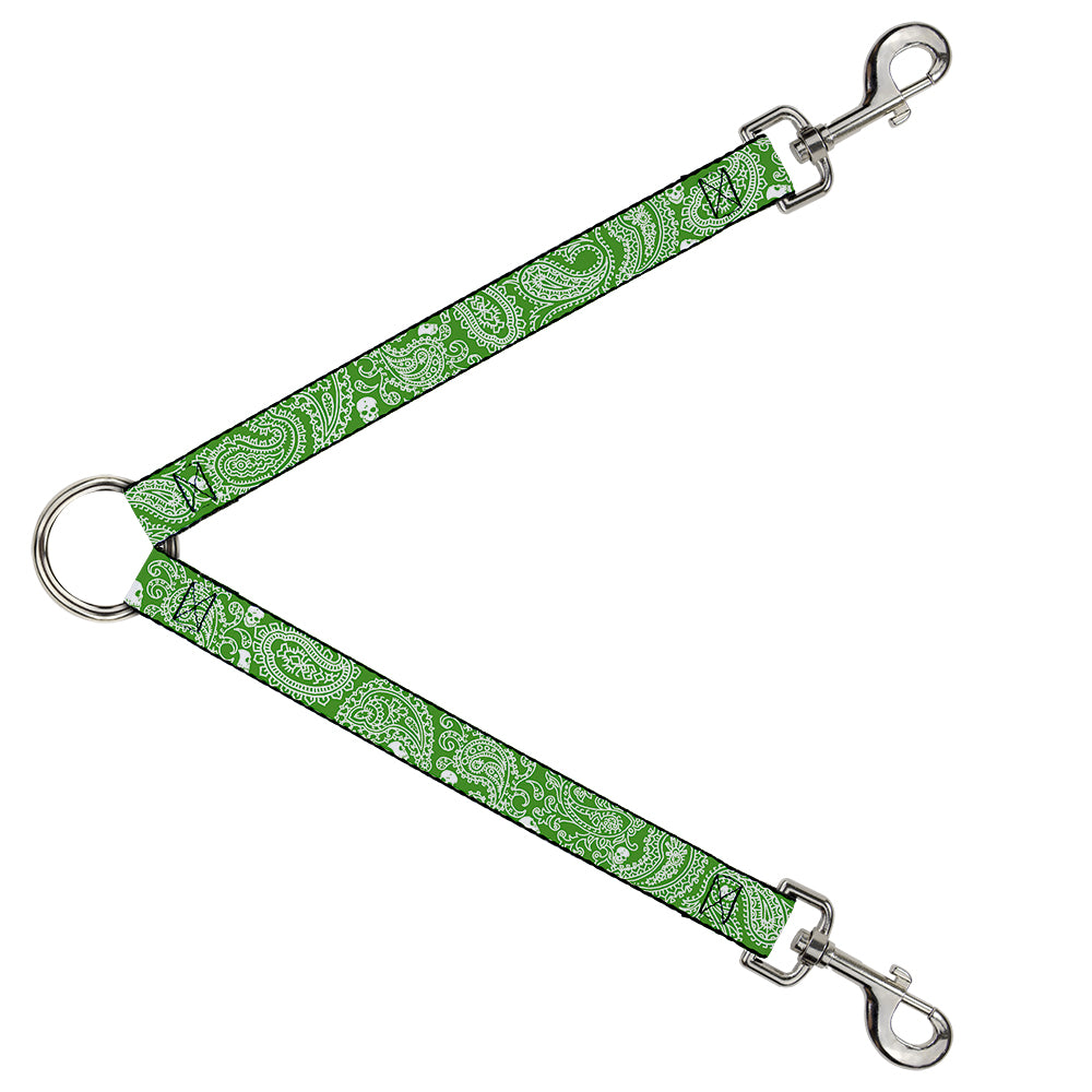 Dog Leash Splitter - Bandana/Skulls Irish Green/White Dog Leash Splitters Buckle-Down   