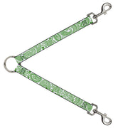 Dog Leash Splitter - Bandana/Skulls White/Irish Green Dog Leash Splitters Buckle-Down   