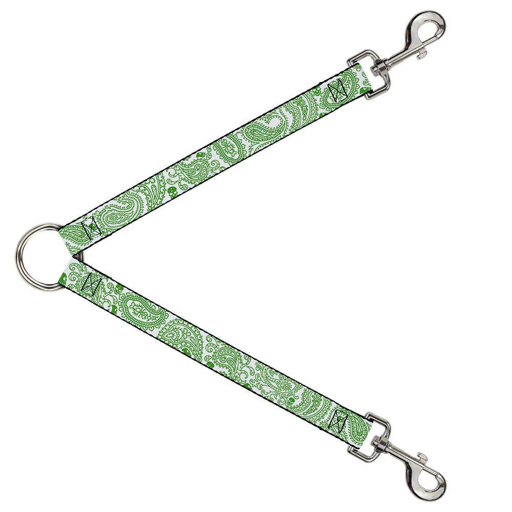 Dog Leash Splitter - Bandana/Skulls White/Irish Green Dog Leash Splitters Buckle-Down   