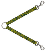 Dog Leash Splitter - Bandana/Skulls Green/Gold Dog Leash Splitters Buckle-Down   
