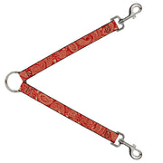Dog Leash Splitter - Bandana/Skulls Scarlet Red/Gold Dog Leash Splitters Buckle-Down   