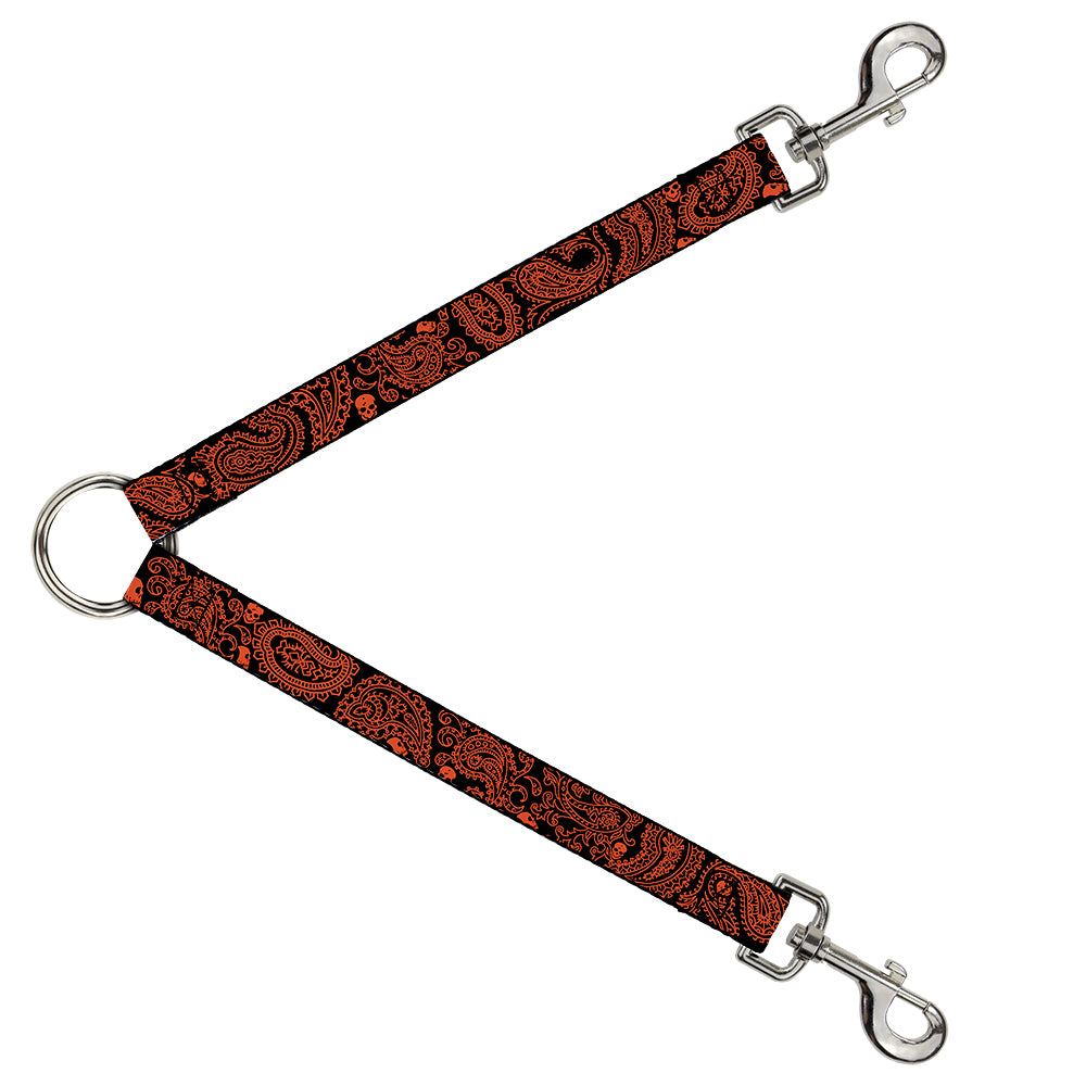 Dog Leash Splitter - Bandana/Skulls Black/Orange Dog Leash Splitters Buckle-Down   
