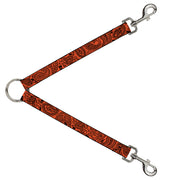 Dog Leash Splitter - Bandana/Skulls Orange/Black Dog Leash Splitters Buckle-Down   