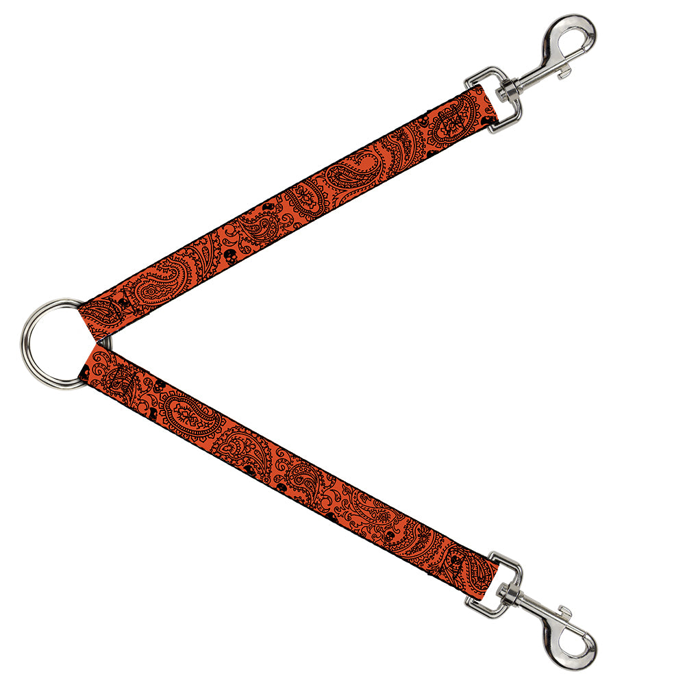 Dog Leash Splitter - Bandana/Skulls Orange/Black Dog Leash Splitters Buckle-Down   
