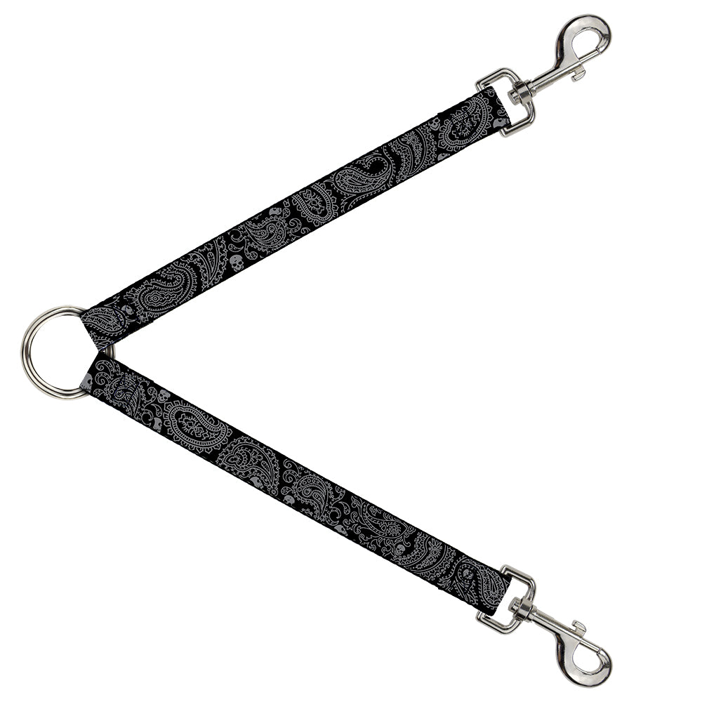Dog Leash Splitter - Bandana/Skulls Black/Silver Dog Leash Splitters Buckle-Down   