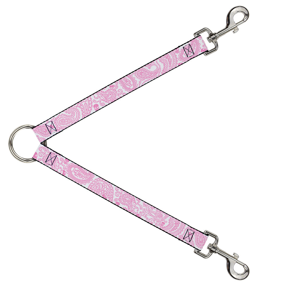 Dog Leash Splitter - Bandana/Skulls White/Pink Dog Leash Splitters Buckle-Down   