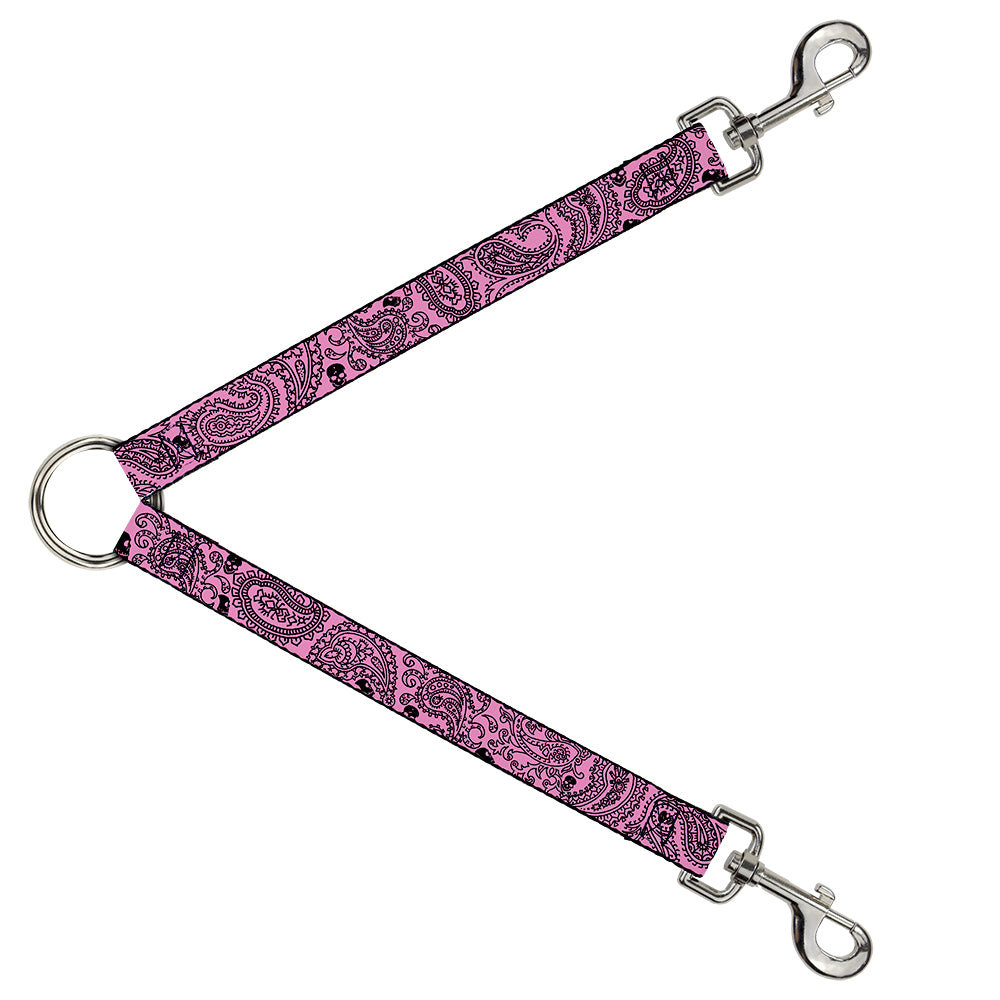 Dog Leash Splitter - Bandana/Skulls Pink/Black Dog Leash Splitters Buckle-Down   
