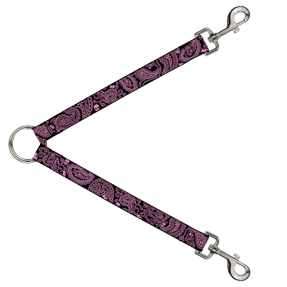 Dog Leash Splitter - Bandana/Skulls Black/Pink Dog Leash Splitters Buckle-Down   