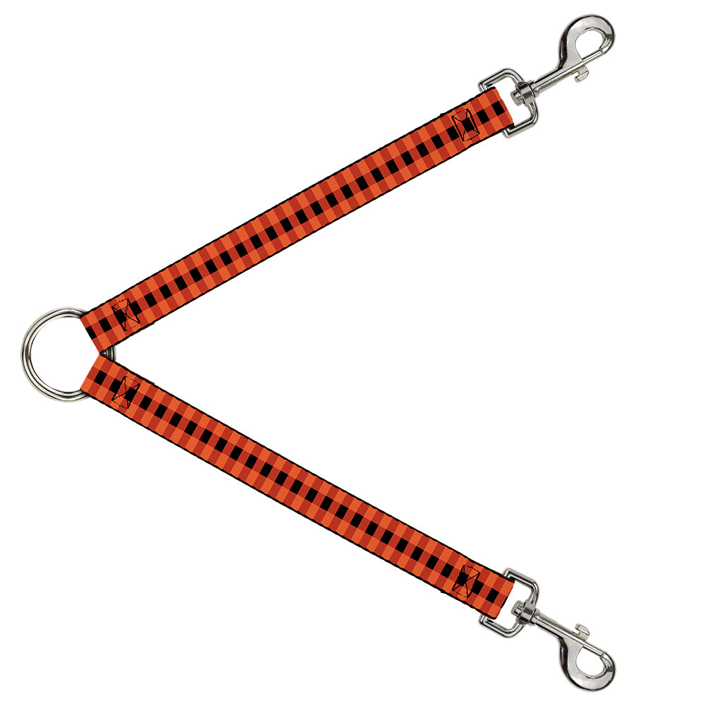 Dog Leash Splitter - Buffalo Plaid Black/Orange Dog Leash Splitters Buckle-Down   