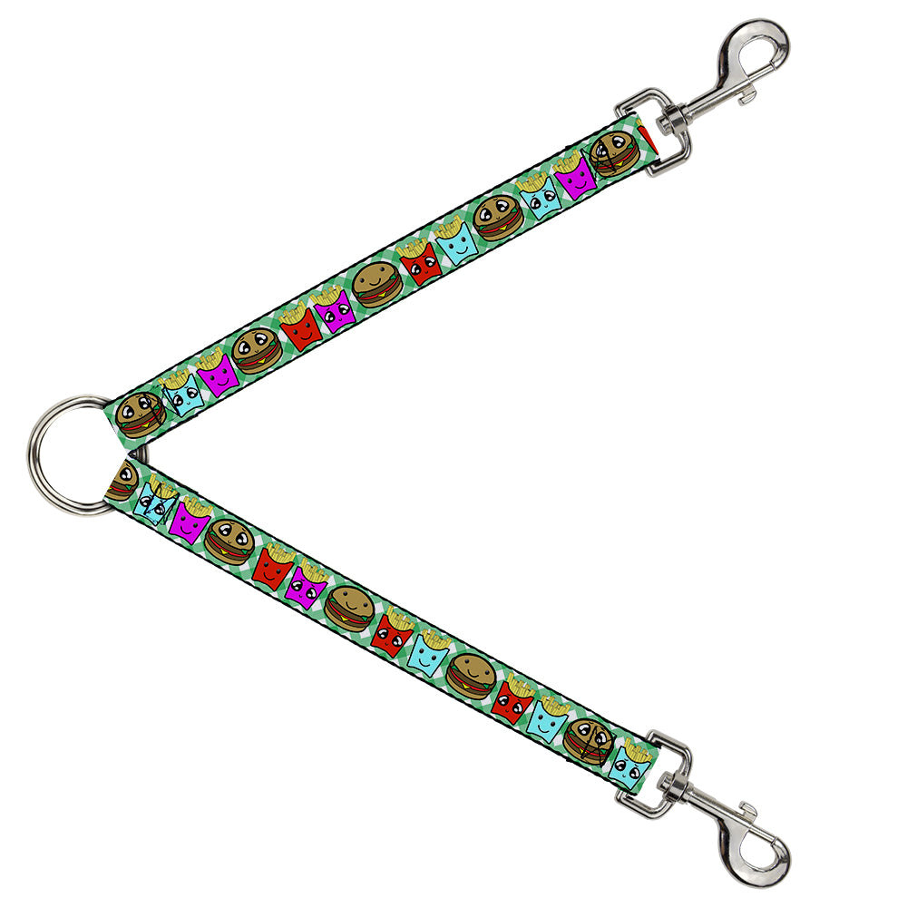 Dog Leash Splitter - Burger & Fries Cartoon Straight Green Tablecloth Dog Leash Splitters Buckle-Down   