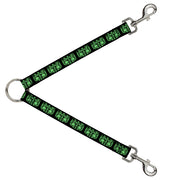 Dog Leash Splitter - BD Skulls w/Wings Black/Green Dog Leash Splitters Buckle-Down   