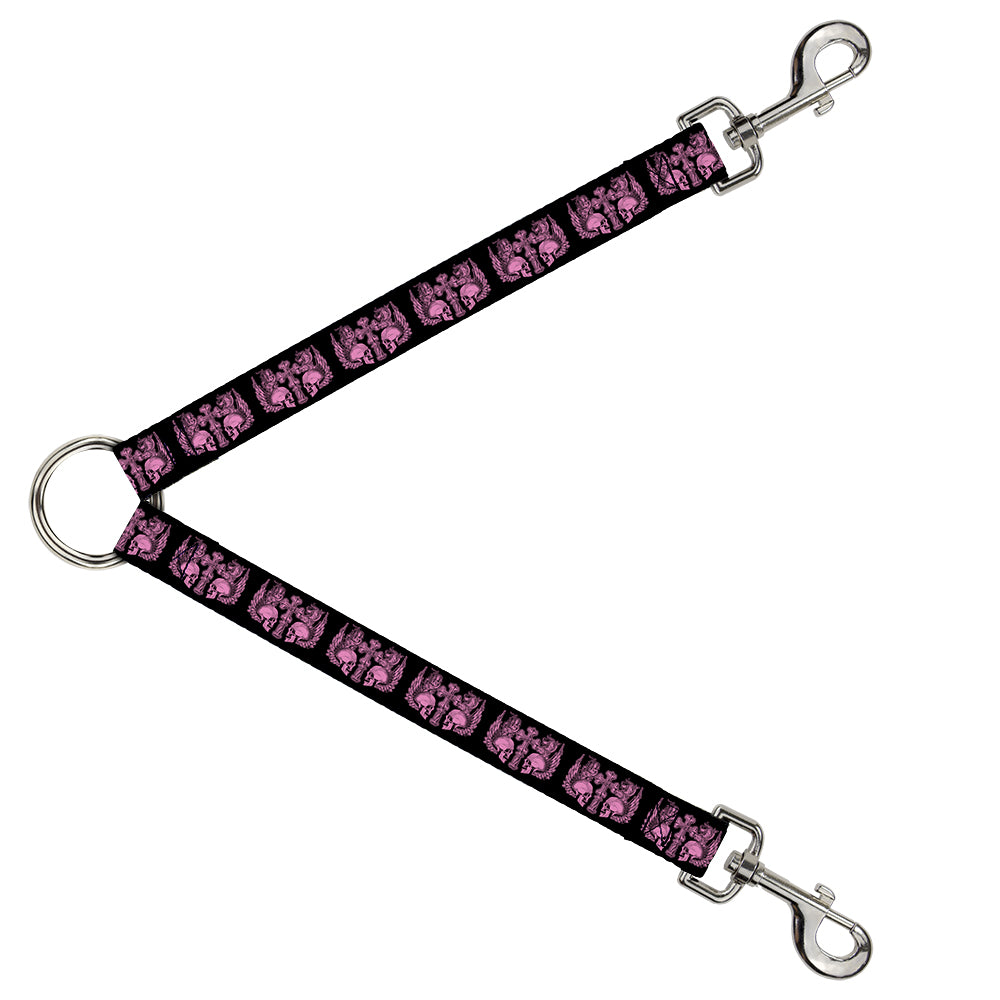 Dog Leash Splitter - BD Skulls w/Wings Black/Pink Dog Leash Splitters Buckle-Down   