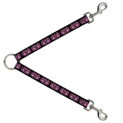 Dog Leash Splitter - BD Skulls w/Wings Black/Pink Dog Leash Splitters Buckle-Down   