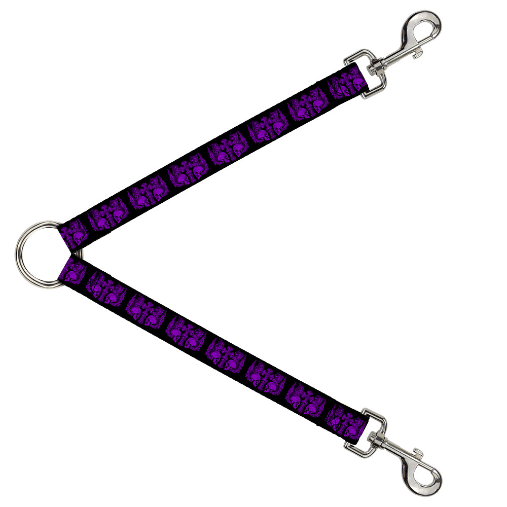 Dog Leash Splitter - BD Skulls w/Wings Black/Purple Dog Leash Splitters Buckle-Down   