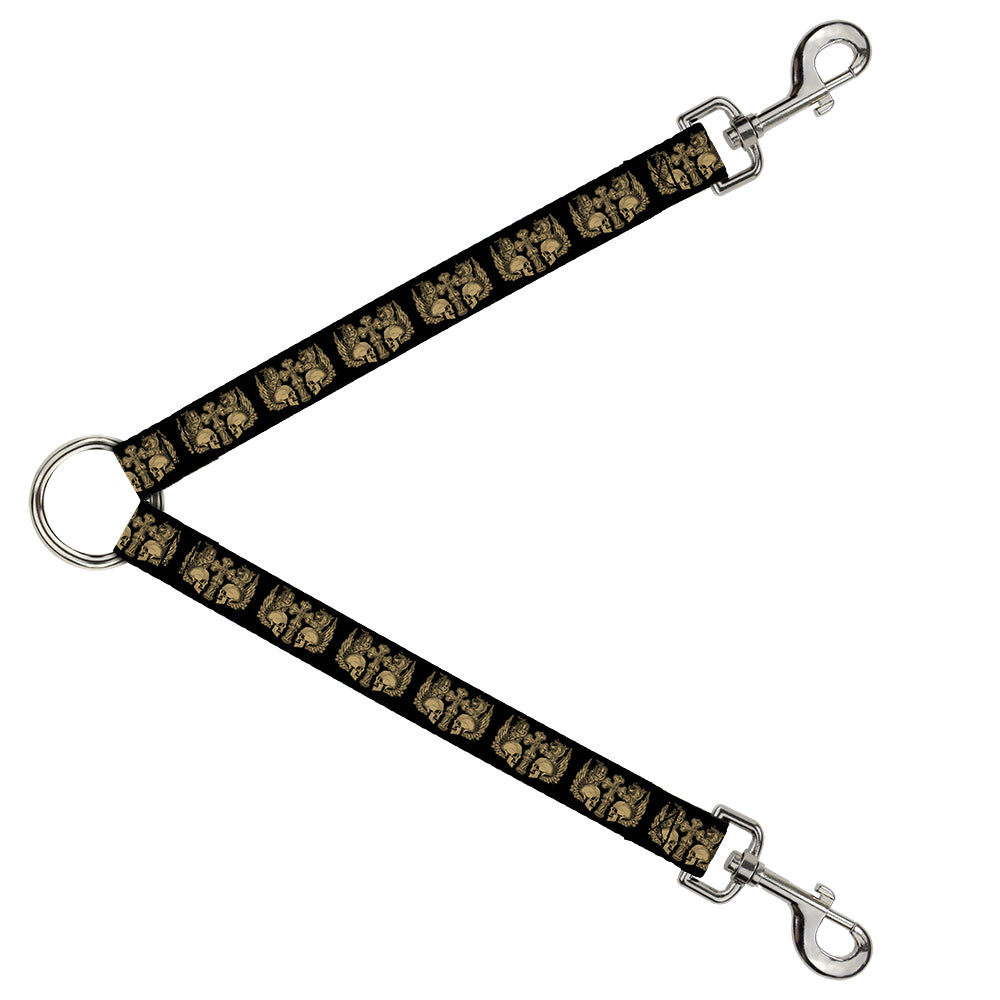 Dog Leash Splitter - BD Skulls w/Wings Black/Tan Dog Leash Splitters Buckle-Down   