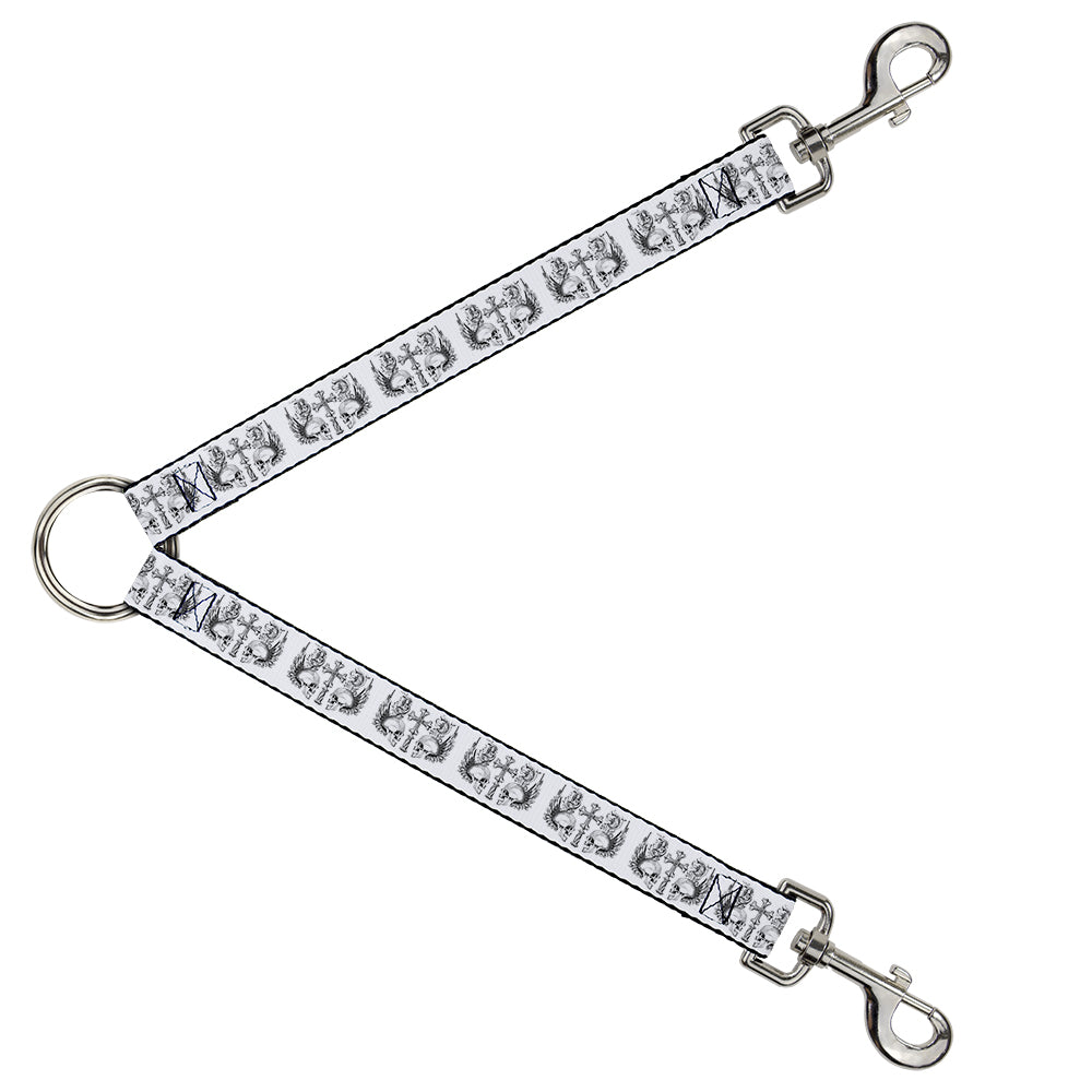 Dog Leash Splitter - BD Skulls w/Wings White/Black Dog Leash Splitters Buckle-Down   