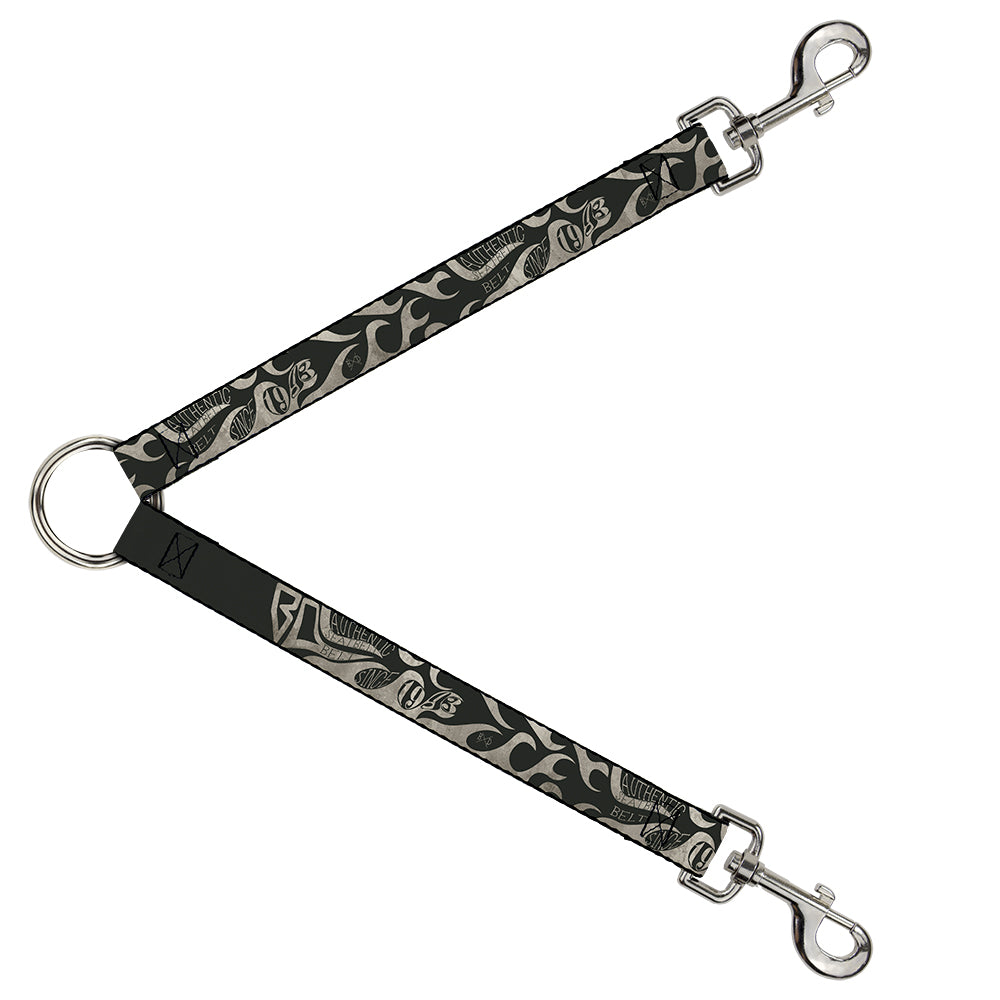 Dog Leash Splitter - BD AUTHENTIC SEATBELT BELT SINCE 1993 Flames Olive/Tan Dog Leash Splitters Buckle-Down   
