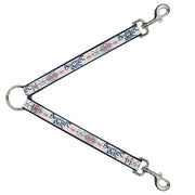 Dog Leash Splitter - BD AUTHENTIC SEATBELT BELT White/Blue/Red Dog Leash Splitters Buckle-Down   