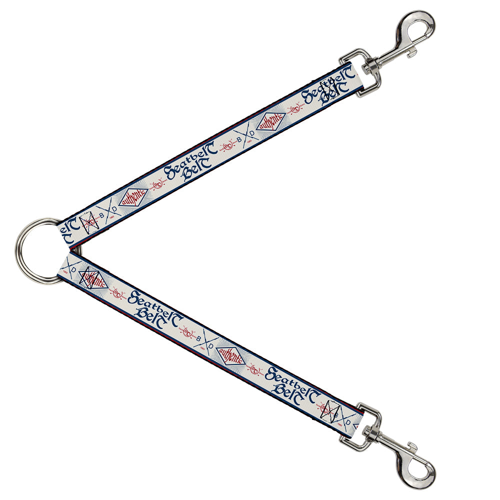Dog Leash Splitter - BD AUTHENTIC SEATBELT BELT White/Blue/Red Dog Leash Splitters Buckle-Down   