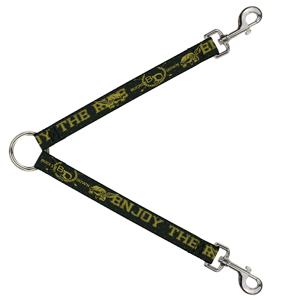 Dog Leash Splitter - BD Winged Skull ENJOY THE RIDE Olive/Lime Green Dog Leash Splitters Buckle-Down   