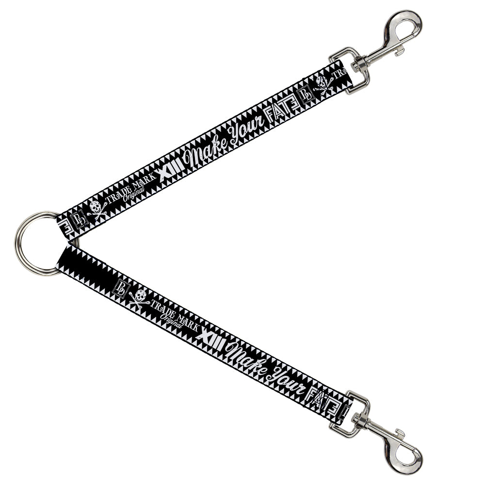 Dog Leash Splitter - BD Skull MAKE YOUR FATE Black/White Dog Leash Splitters Buckle-Down   