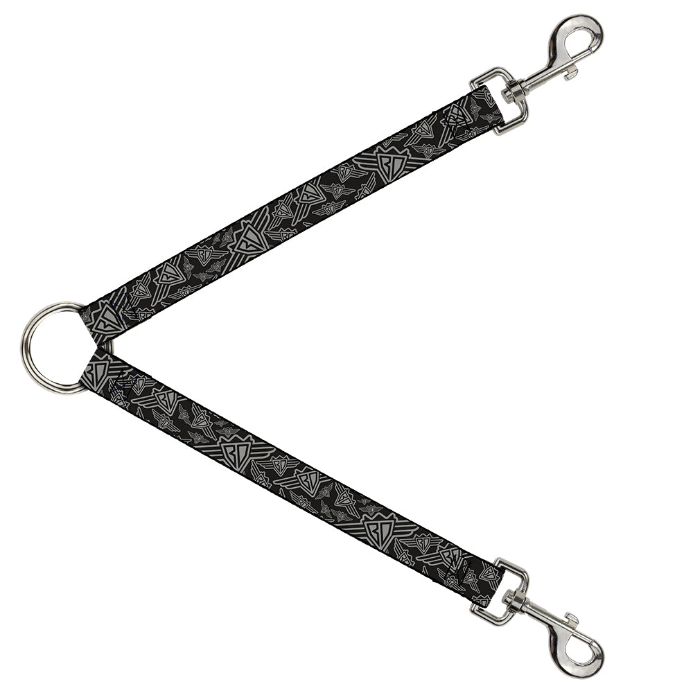 Dog Leash Splitter - BD Logo Scattered Black/Gray Dog Leash Splitters Buckle-Down   
