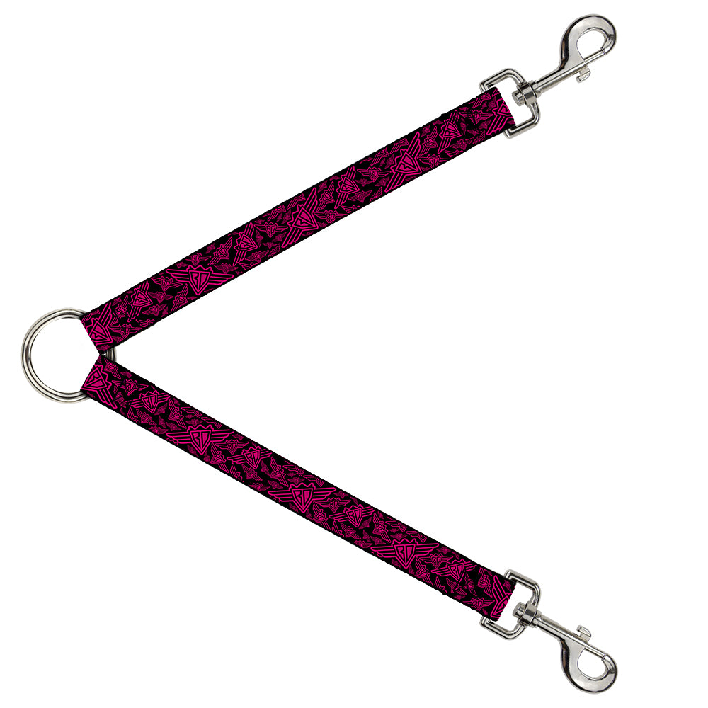Dog Leash Splitter - BD Logo Scattered Black/Fuchsia Dog Leash Splitters Buckle-Down   