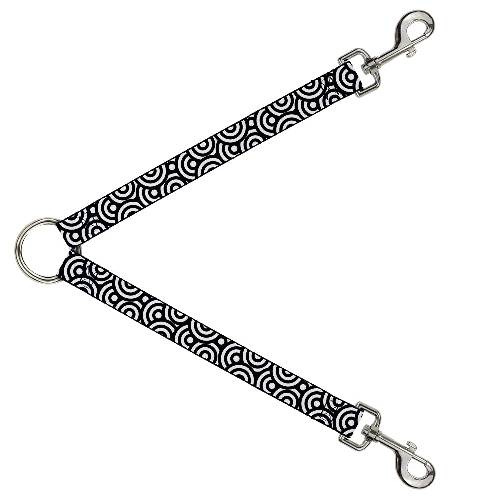 Dog Leash Splitter - Bullseye Stacked Black/White Dog Leash Splitters Buckle-Down   