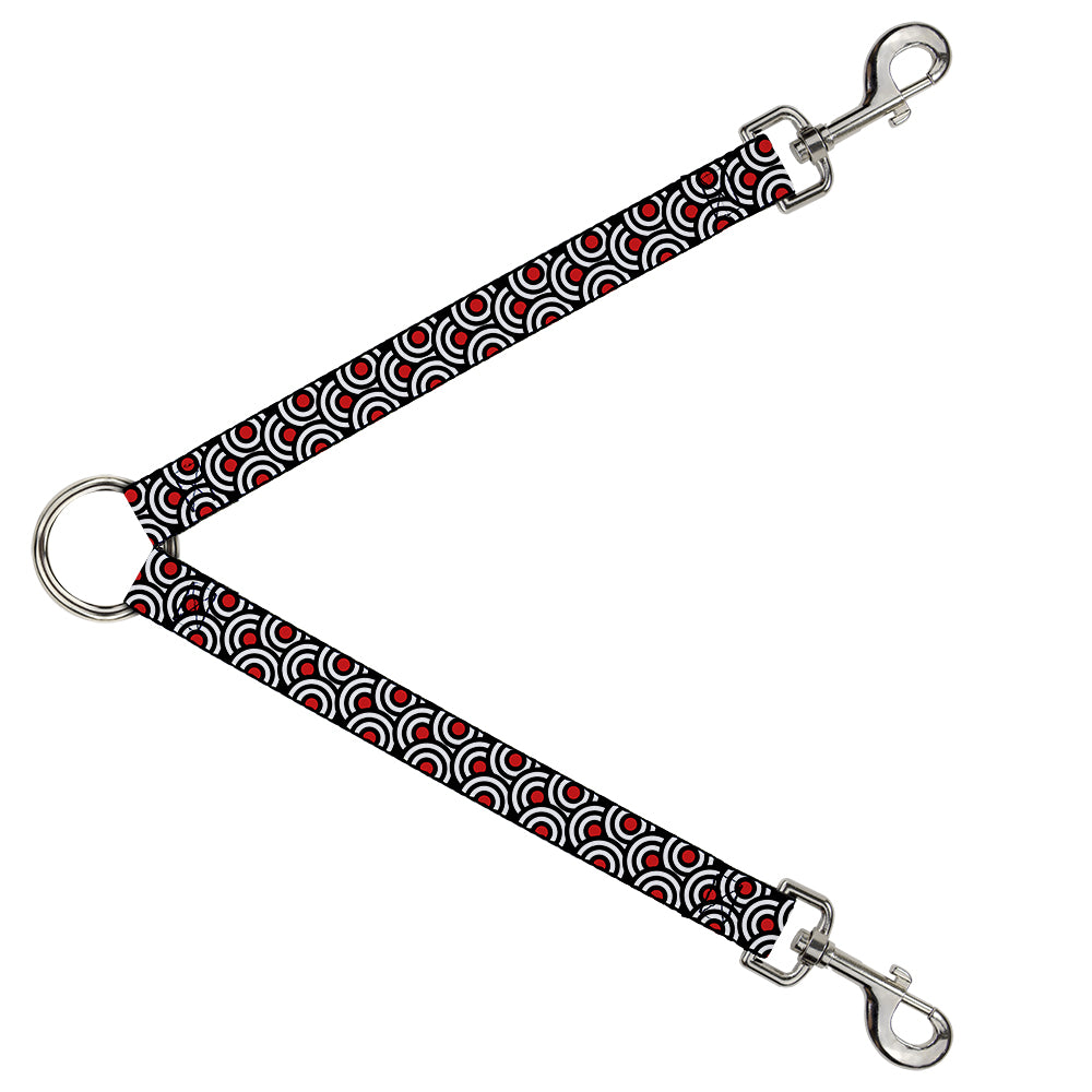 Dog Leash Splitter - Bullseye Stacked Black/White/Red Dog Leash Splitters Buckle-Down   