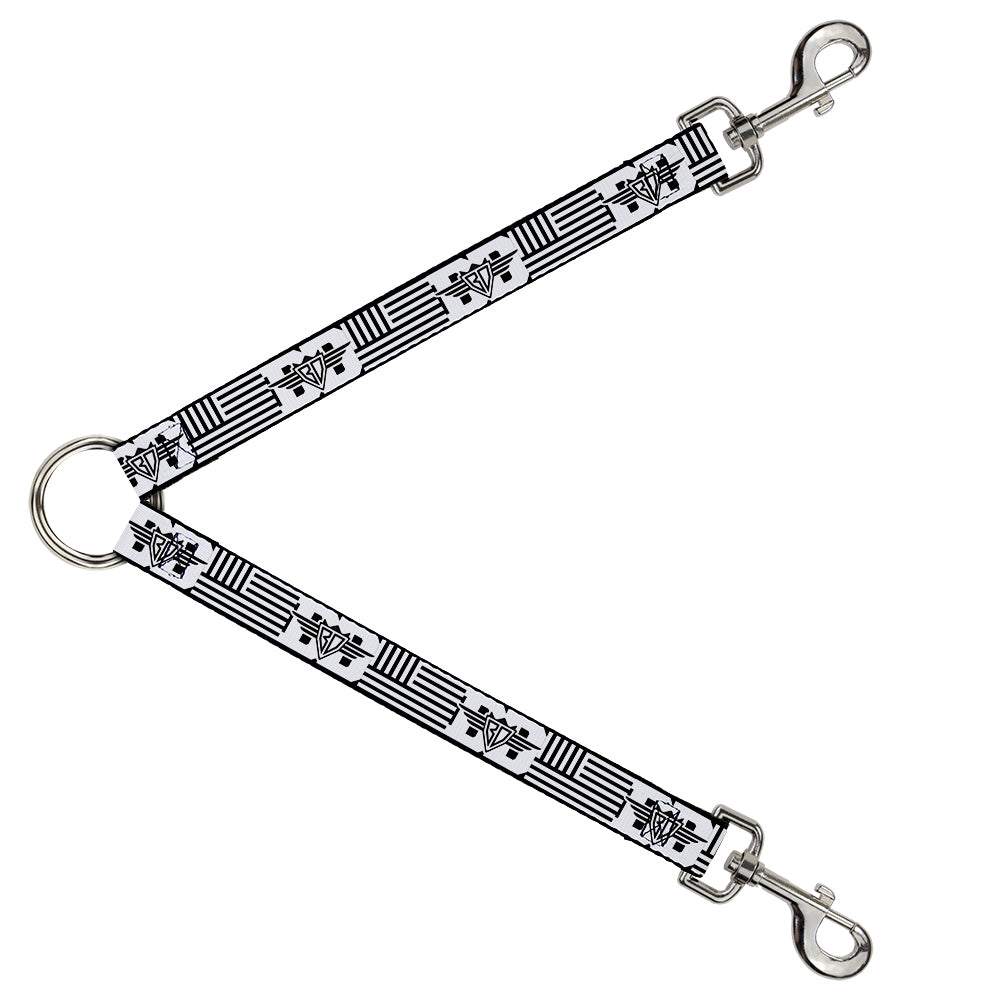 Dog Leash Splitter - BD Logo/American Stripe Flag White/Black Dog Leash Splitters Buckle-Down   