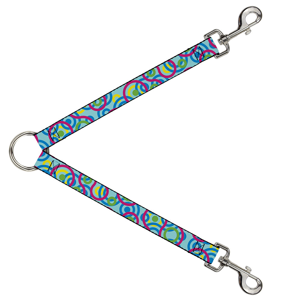 Dog Leash Splitter - Bullseye Stacked Swirl Blues/Green/Yellow/Pink Dog Leash Splitters Buckle-Down   