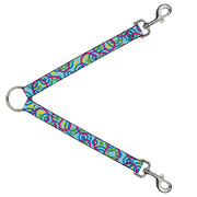 Dog Leash Splitter - Bullseye Stacked Swirl Blues/Green/Yellow/Pink Dog Leash Splitters Buckle-Down   