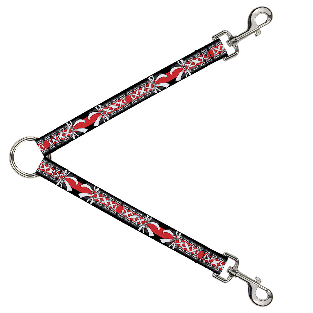 Dog Leash Splitter - Corset Lace Up w/Bow Black/Red Dog Leash Splitters Buckle-Down   