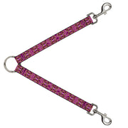 Dog Leash Splitter - Cute Skulls w/Paisley Purple/Pink/Green Dog Leash Splitters Buckle-Down   