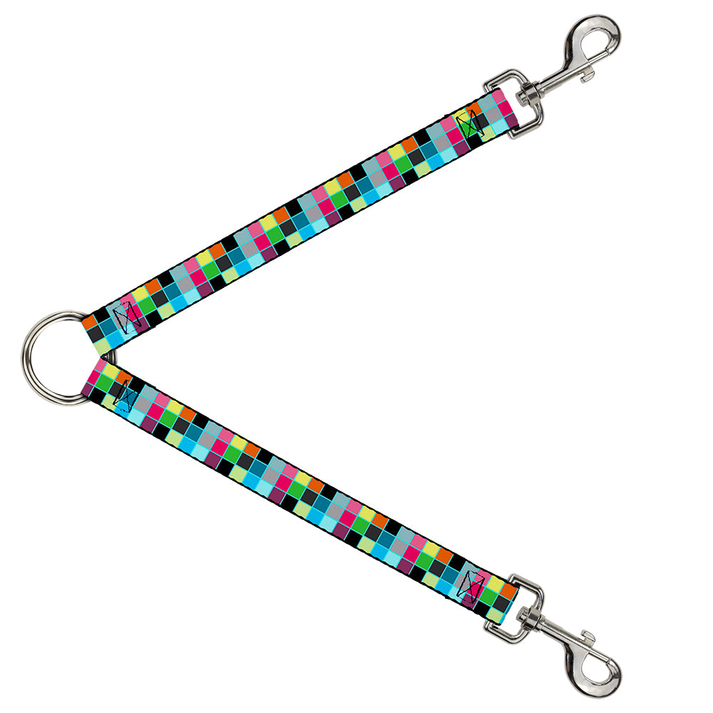 Dog Leash Splitter - Checker Bright Pastel w/Outline Dog Leash Splitters Buckle-Down   