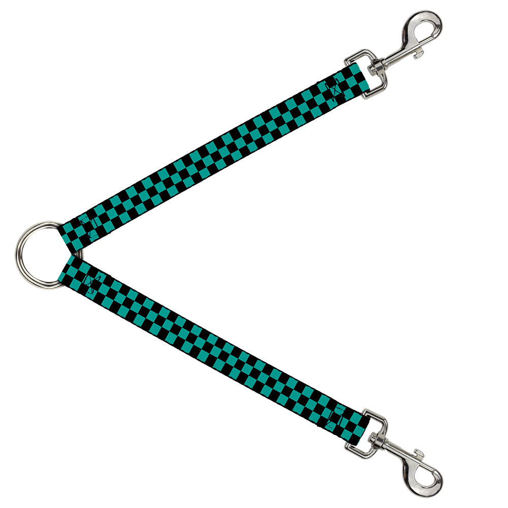 Dog Leash Splitter - Checker Black/Teal Dog Leash Splitters Buckle-Down   