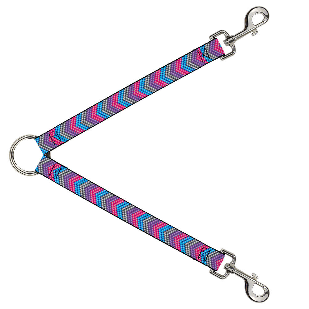 Dog Leash Splitter - Chevron Weave Gray/Lavender/Pink/Baby Blue Dog Leash Splitters Buckle-Down   
